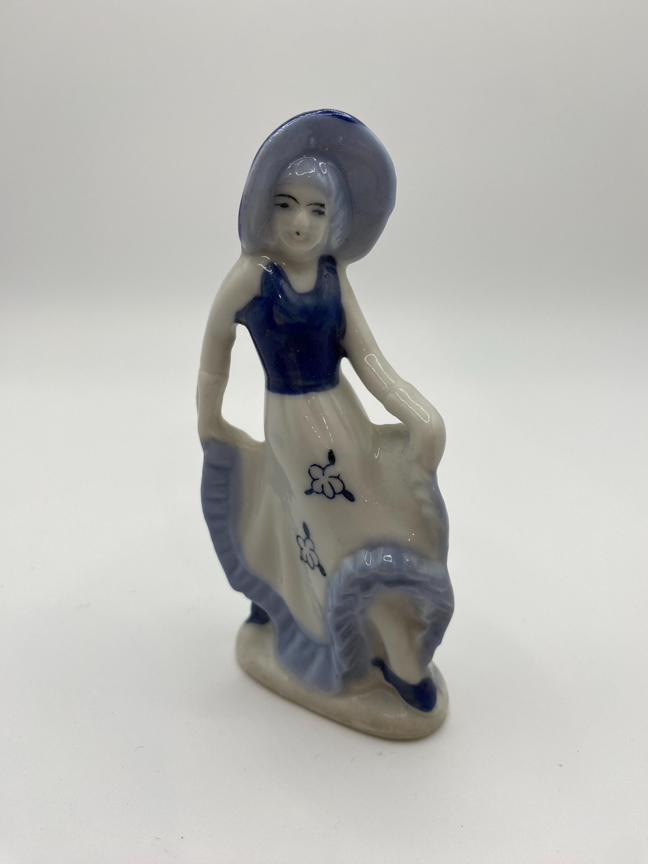 4” Fancy Lady Japan Porcelain Figurine Circa 1949